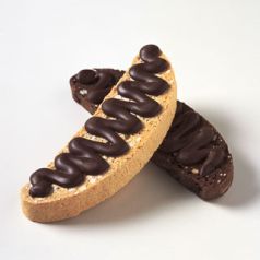 Macadamia Nut Biscotti with Dark Chocolate Waves