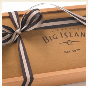 Big Island Candies wooden gift box.