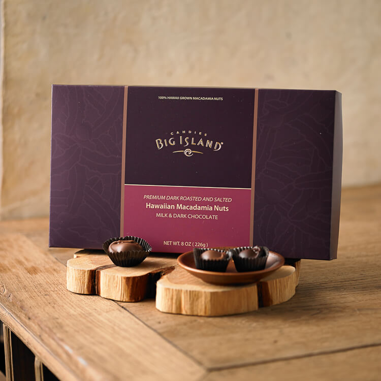Premium Dark Roasted and Salted Macadamia Nut Chocolates Premium Dark Roasted and Salted Macadamia Nut Chocolates