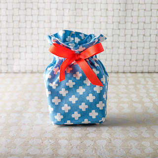 Blue White Cross Mini Fabric Bag