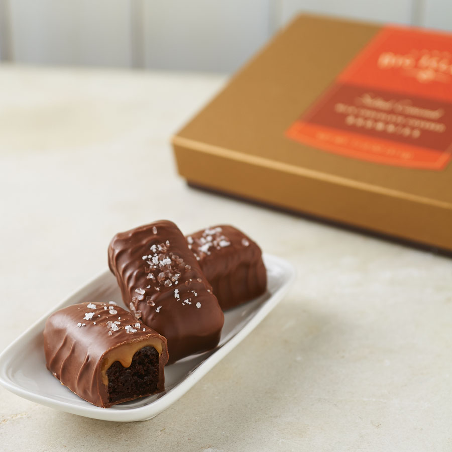 Milk Chocolate Covered Caramel Brownies with Hawaiian Sea Salt