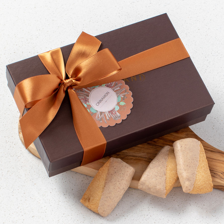 Cinnamon White Dipped Macadamia Nut Shortbread