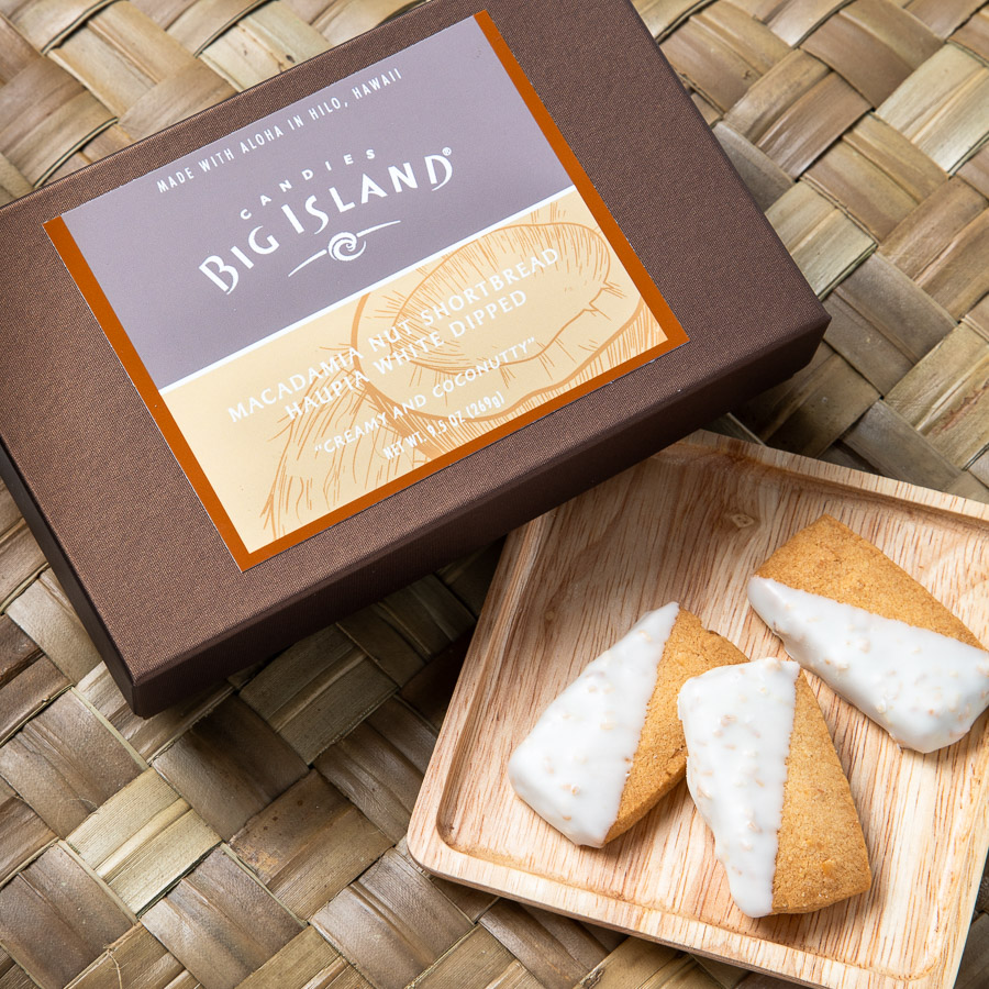 Haupia White Dipped Macadamia Nut Shortbread
